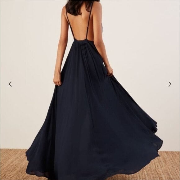 Reformation Callalily Dress in Navy Blue Size 4 - Picture 6 of 16